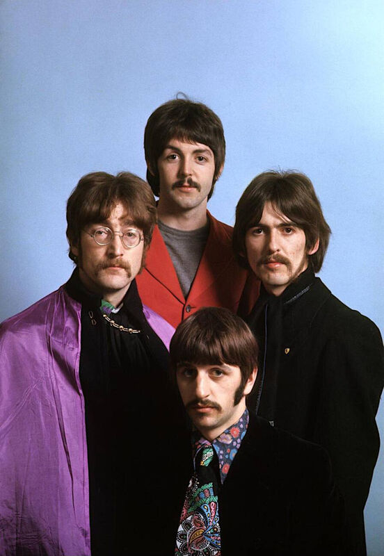 The Beatles pictured in a 1967 promotional photo for All You Need Is Love