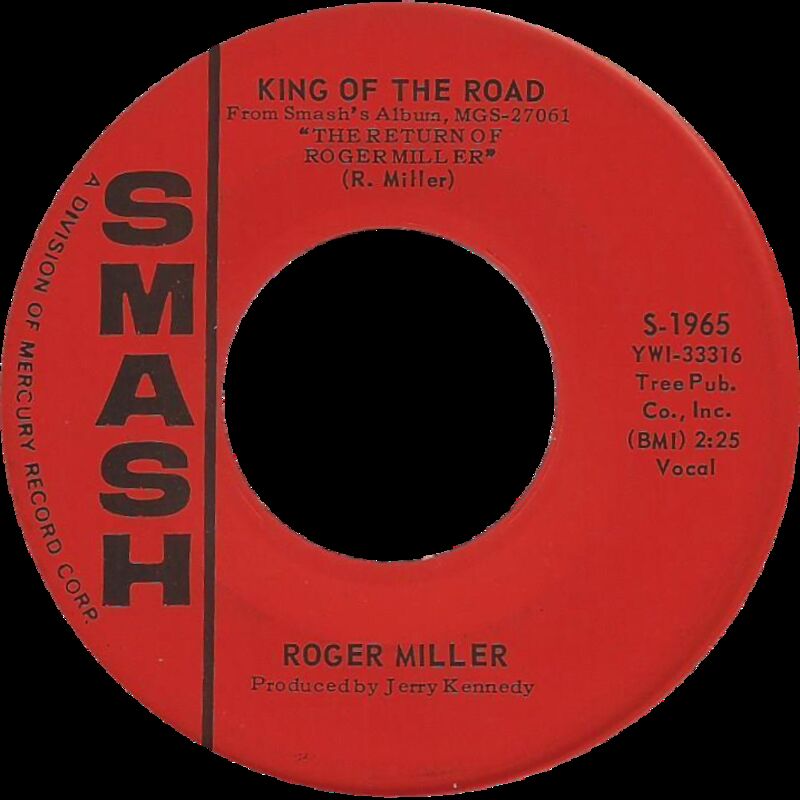 US vinyl label for Roger Miller's 1965 single King of the Road