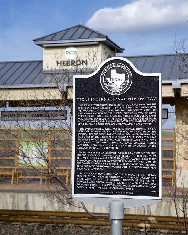 Texas Historical Commission marker commemorating the Texas International Pop Festival