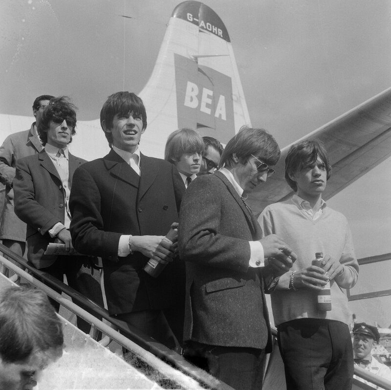 The Rolling Stones arriving at Amsterdam's Schiphol Airport, 1964