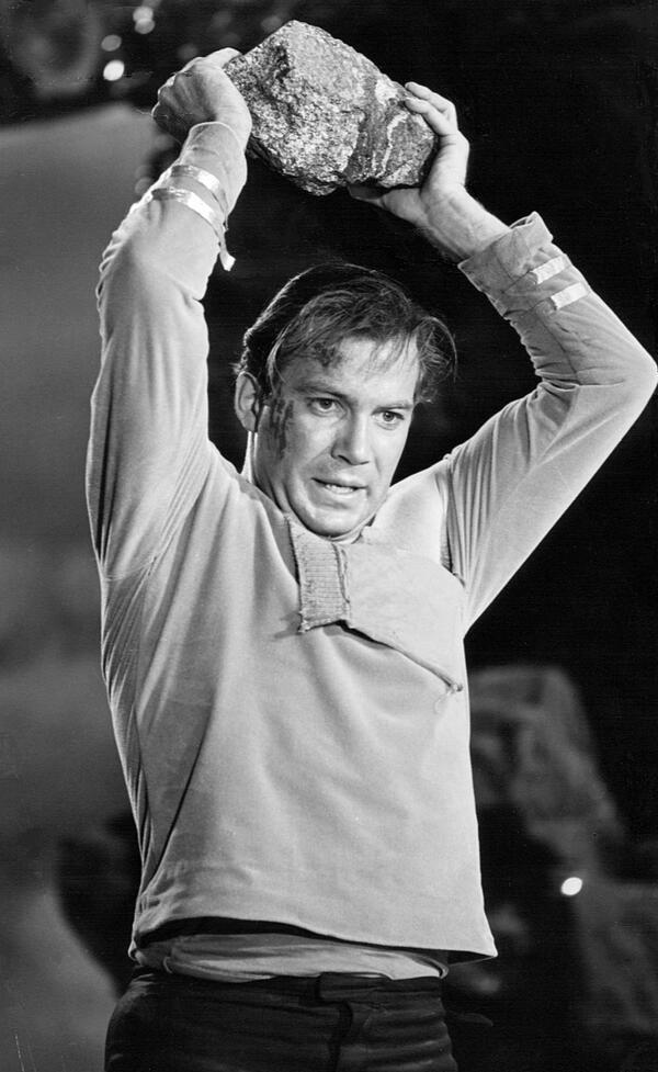 William Shatner as Captain Kirk during the filming of the first Star Trek episode in 1966